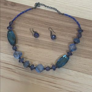 Mix it blue beaded necklace and earrings set